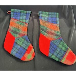 Lovely Vintage Eddie Bauer Home Christmas Stockings Lot Of 2 Wool Blend -S74